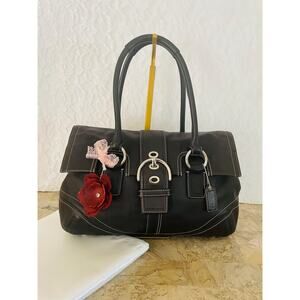 Vtg Coach Hampton soho black Flap Bag F10913 Satchel/Carryall